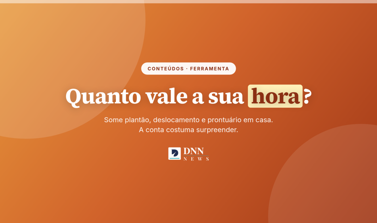 Cartaz com a frase "A hora que aparece e a hora que existe" e os dados da calculadora: seis campos a preencher, duas referências do SSN e nenhum dado enviado